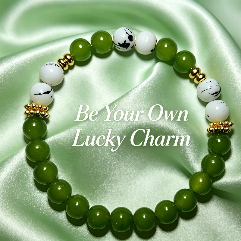 TEMU A Versatile Green Beaded Bracelet, A Mature-style Accessory For Women' Wear And A Gift