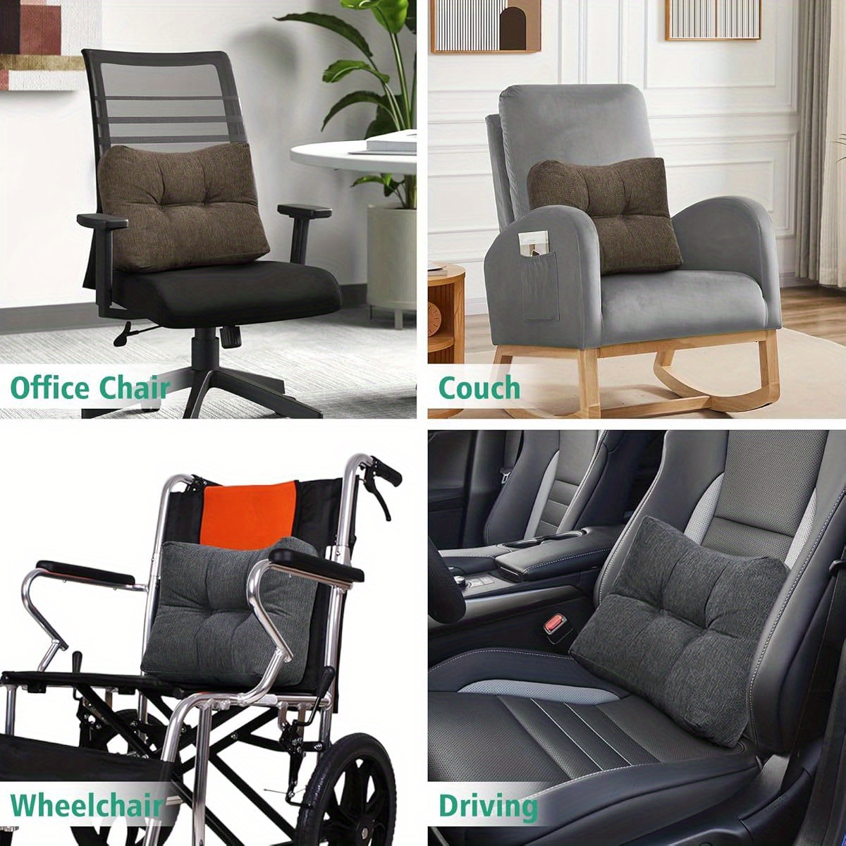 lumbar support pillow for office chair back support pillow for back car chair and couch 17 5 x 11 5 x 5 5in charcoal 2 1   shredded   supportive back support pillow   durable fabric back support pillow for chair Product details 5