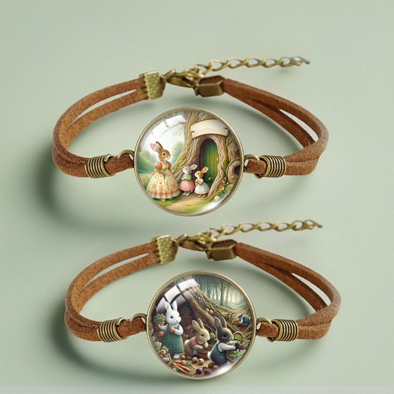 TEMU 2pcs In Bracelet Handmade Glass Dome Bracelets Men's Jewelry