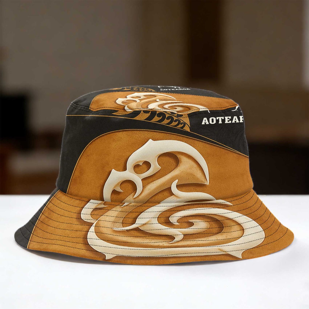 TEMU 1pc Of A Bucket Hat Featuring Maori Designs And Ethnic Style, Ideal For Everyday Use. It's Breathable And Suitable For Wear, With A Full Print,