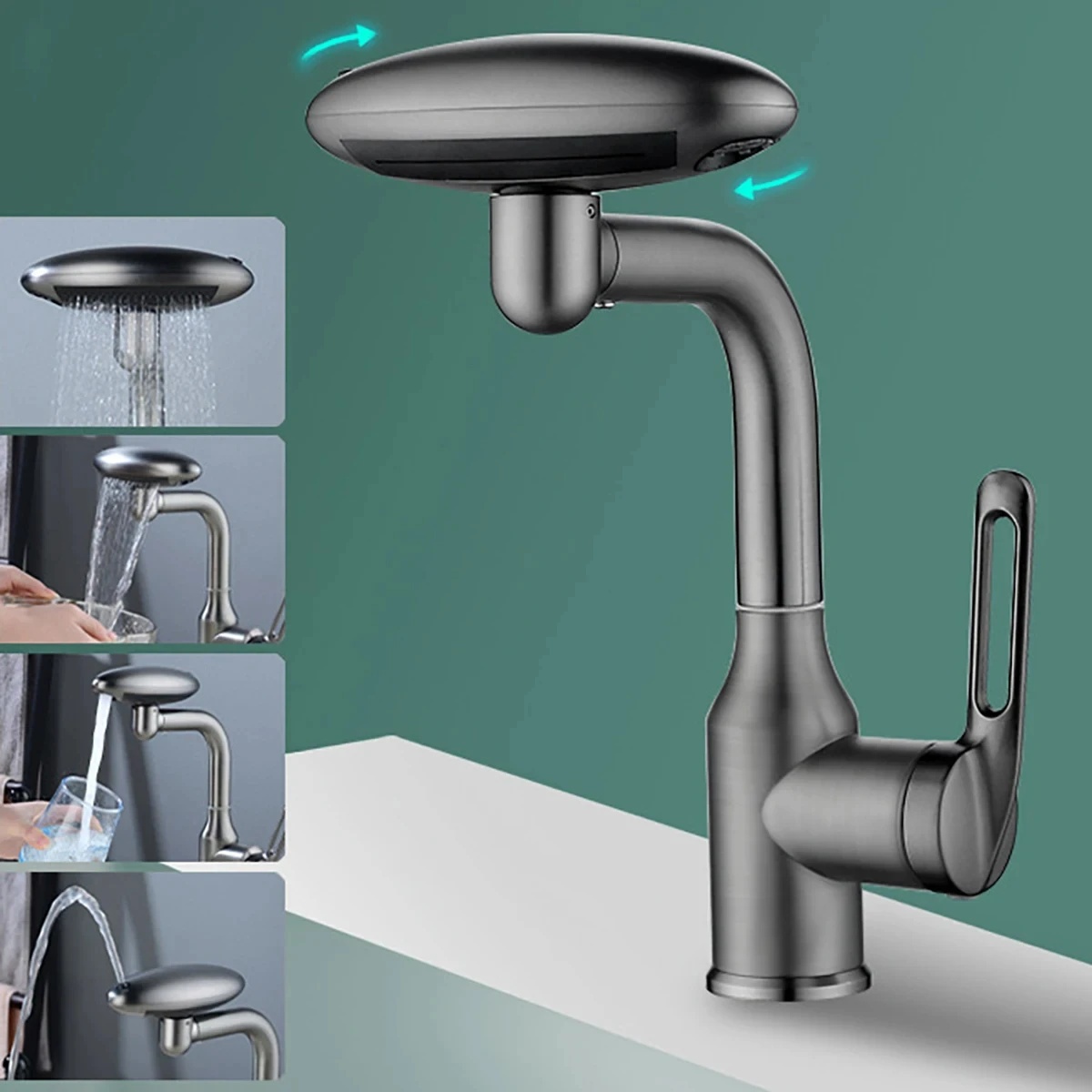 Image of Multi Functional Waterfall Basin 4 Water Outlet Mode Spray 360°rotation, Hot Cold Water Sink Mixer Tap For Bathroom