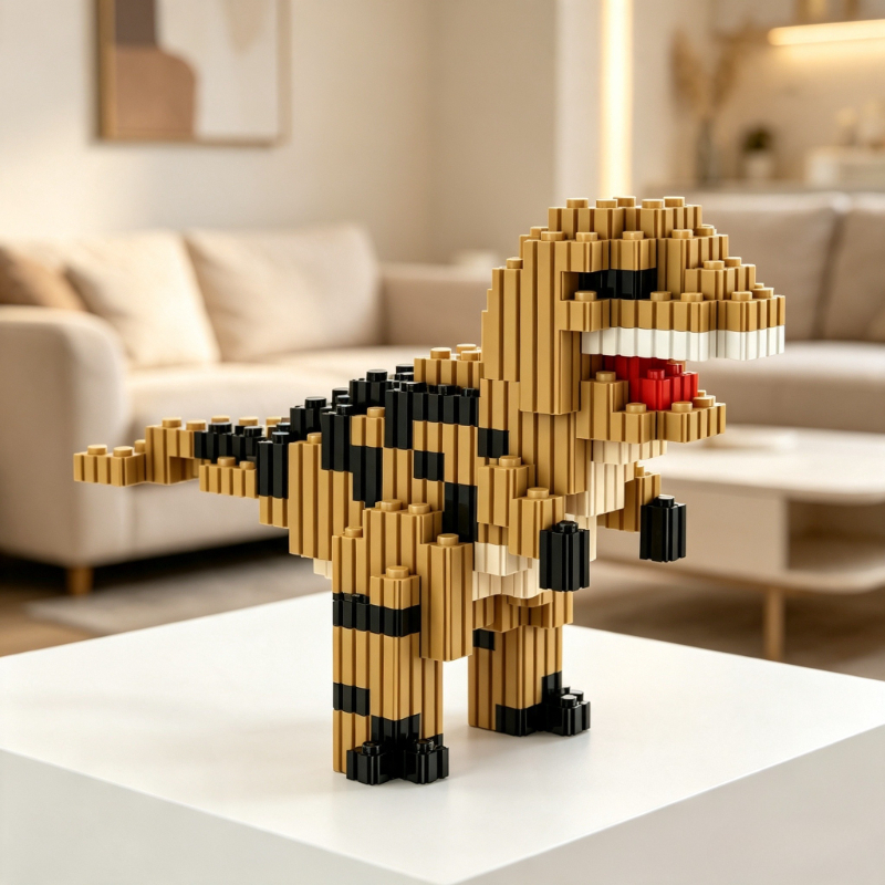 Brown Multi-Style Dinosaur Building Block Set
