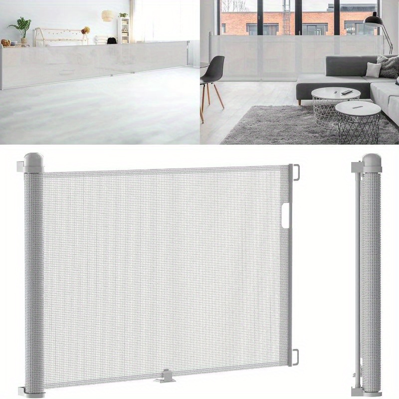 Image of Retractable Pet Safety Gates, Stair Gates, Retractable Pet Fences 0-300cm, Indoor And Outdoor Safety Barriers, White, Gray, Black