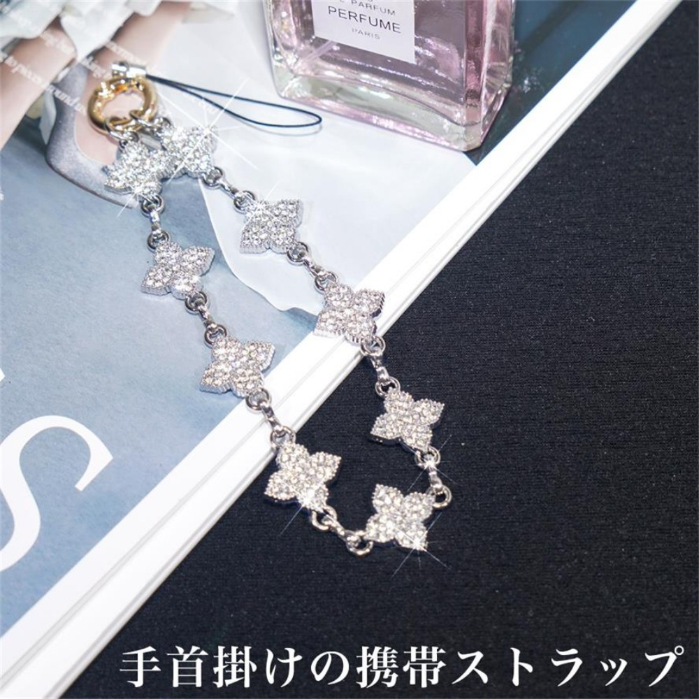 TEMU Strap Smartphone Strap Ladies Smartphone Hand Strap Mobile Strap Silver Sparkling Stone Women Cute Beautiful Wrist Hang Anti-drop Smartphone