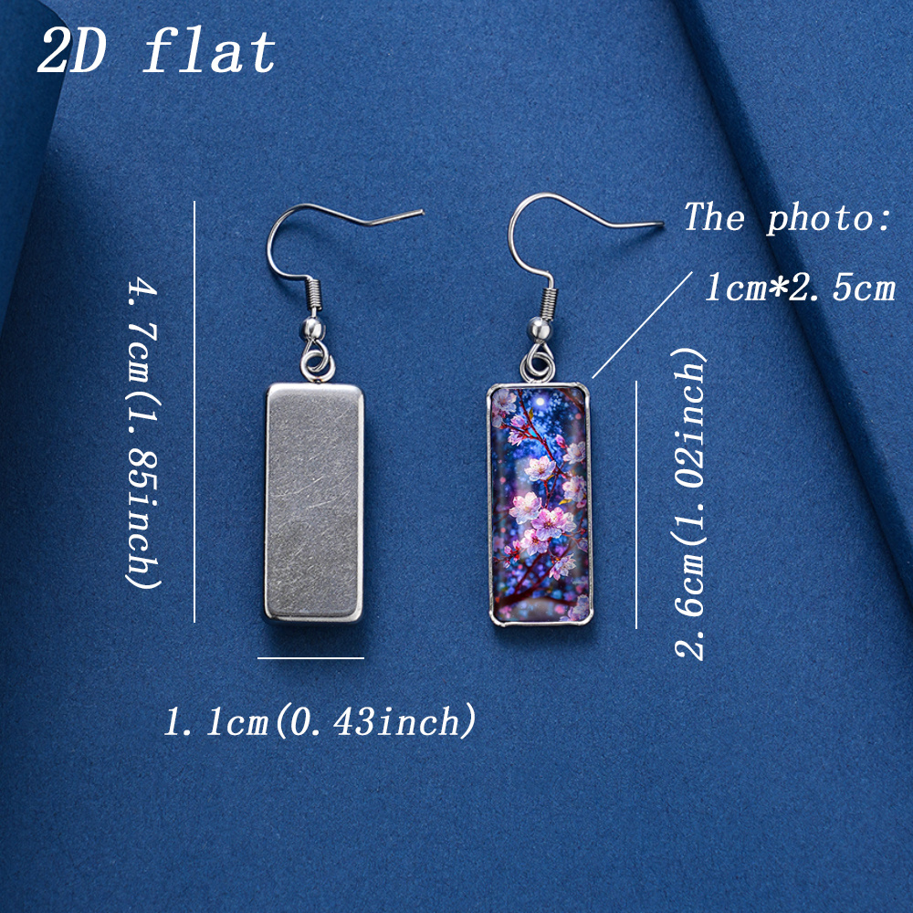 Women's Moonlit Starry Sky & Cherry Blossom Pattern Glass Earrings