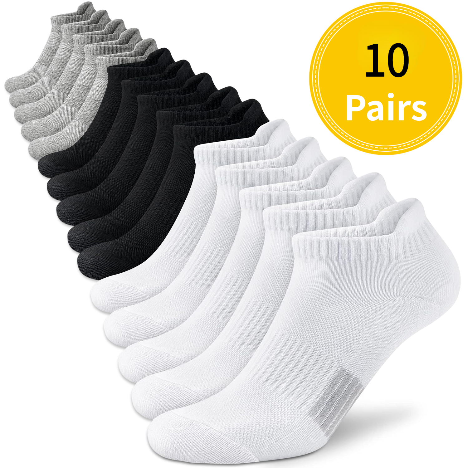 TEMU 10 Pairs Women's Padded Ankle Running Socks, Comfortable Sports Socks, Moisture-wicking, Odor-resistant, And Blister-proof, Suitable For Gym And