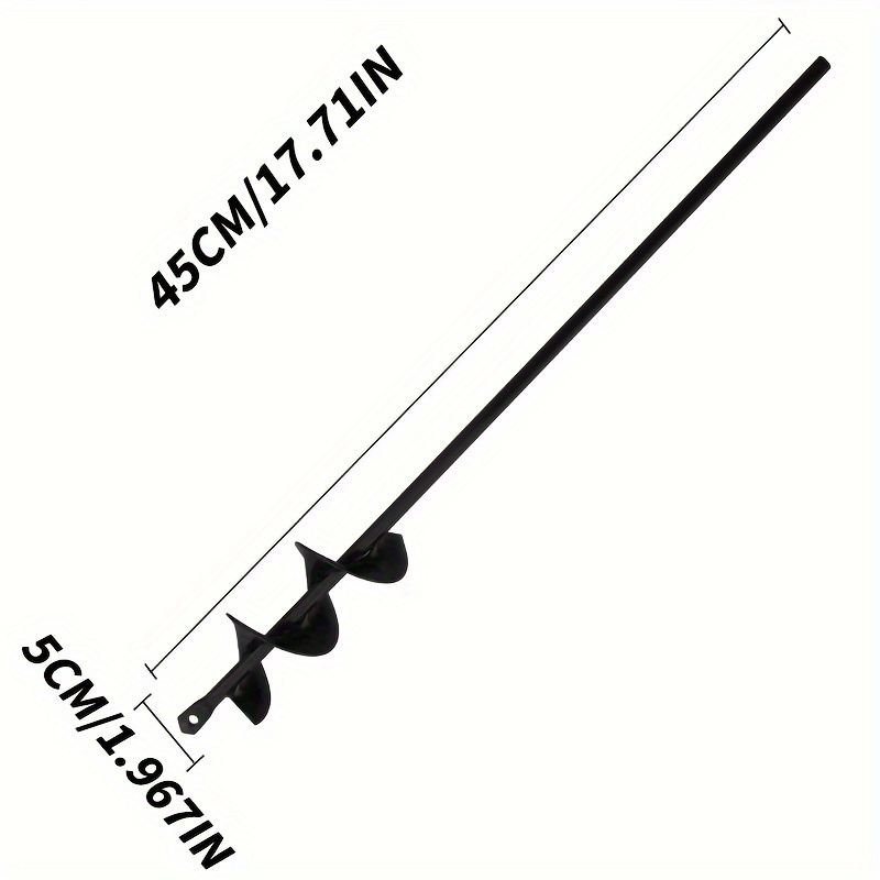 1pc Heavy-duty Garden Auger Spiral Drill Bit, 1.57x17.72in/1.97x17.72in - Metal Construction, Hex Shank, Ideal For Efficient Soil Drilling & Excavation, Digging Holes In Gardens & Planting