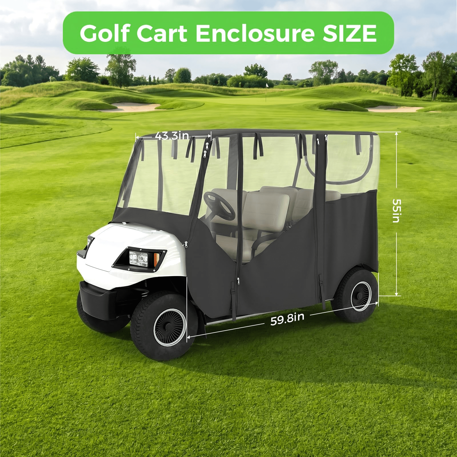 golf cart cover enclosure 2 4 passenger for   transparent driving enclosure golf cart cover with clear windows mirror zipper roll up door