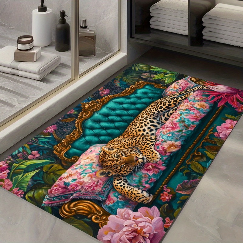 TEMU 1pc Luxury Leopard Print Sofa Design, Non-slip, Carpet, For Bathroom, Kitchen, Living Room, Cafe, Bar, Garden - Care Gift, Living Room Decor |