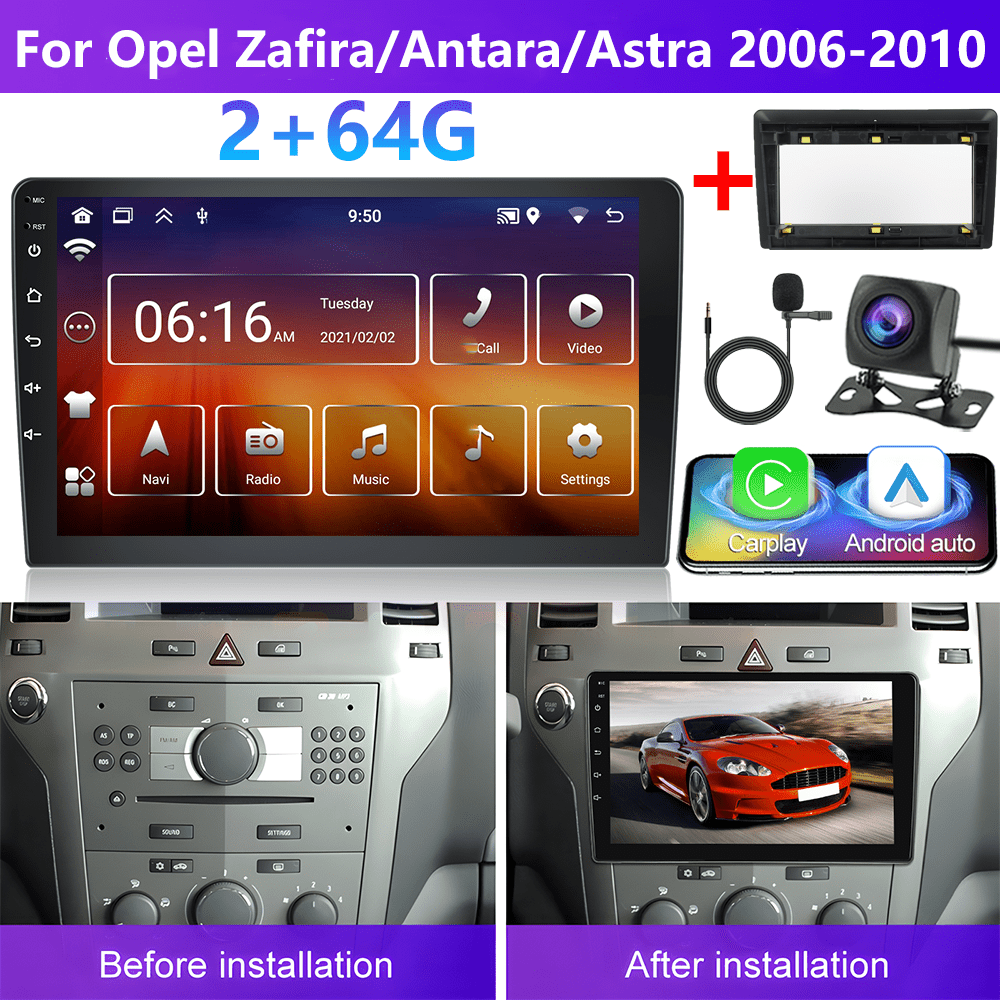 TEMU [2g 64g]podofo 15 Car Stereo For / Antara/ 2006-2010(frame Included) Double Din Auto, 9 Inch Touchscreen Car Din With Gps Navigation Wireless Fm