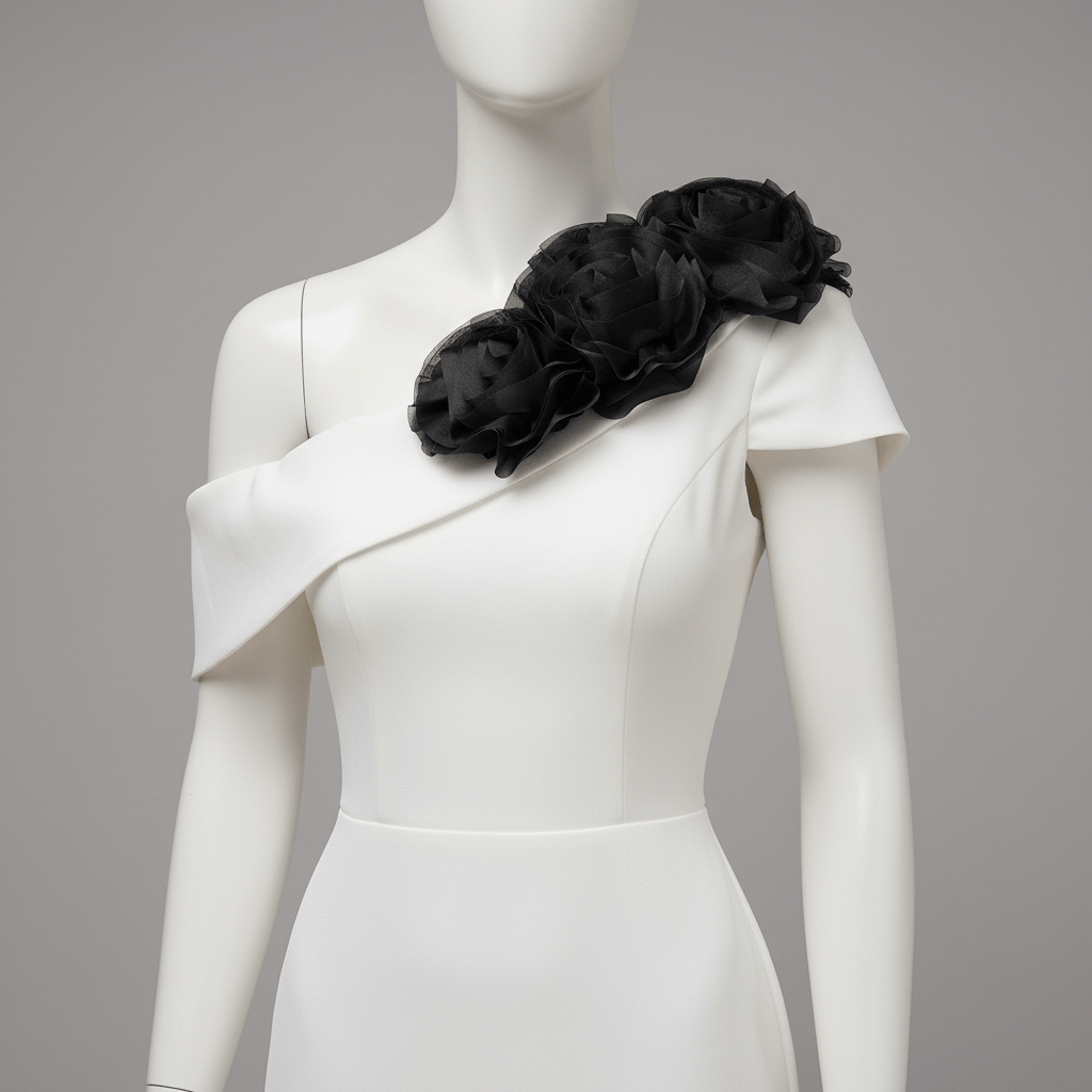 Classic Black Mesh Rose Flower Brooch Decoration