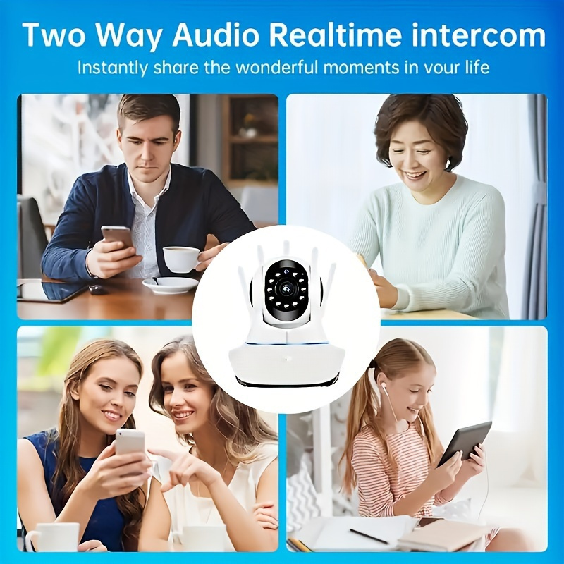 QKH 1080P HD WiFi Внутренняя камера с PTZ, ночным видением, двусторонним звуком, системой умного домашнего видеонаблюдения, самоклеящимся креплением, питание от USB, управление через приложение Android, не водонепроницаемая, для смартфонов - без батареи и SD-карты, детали 5