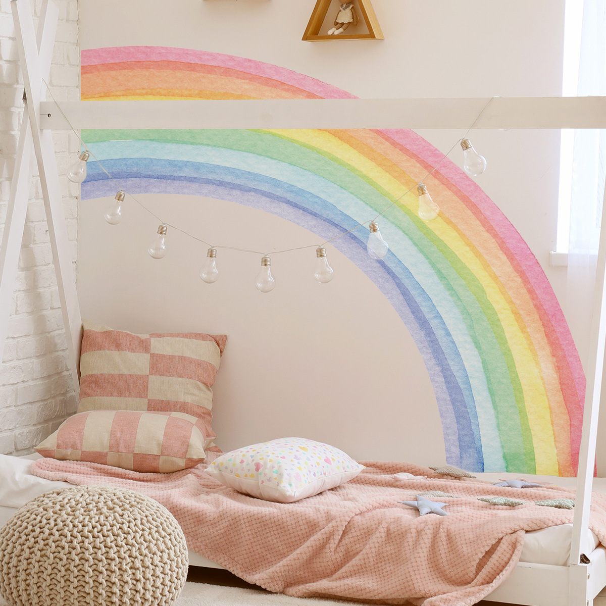 Nordic Style Wall Stickers Featuring And Vibrant Rainbow Designs, Perfect For Decorating Living Rooms And ' Bedrooms With Self-adhesive Wall Art