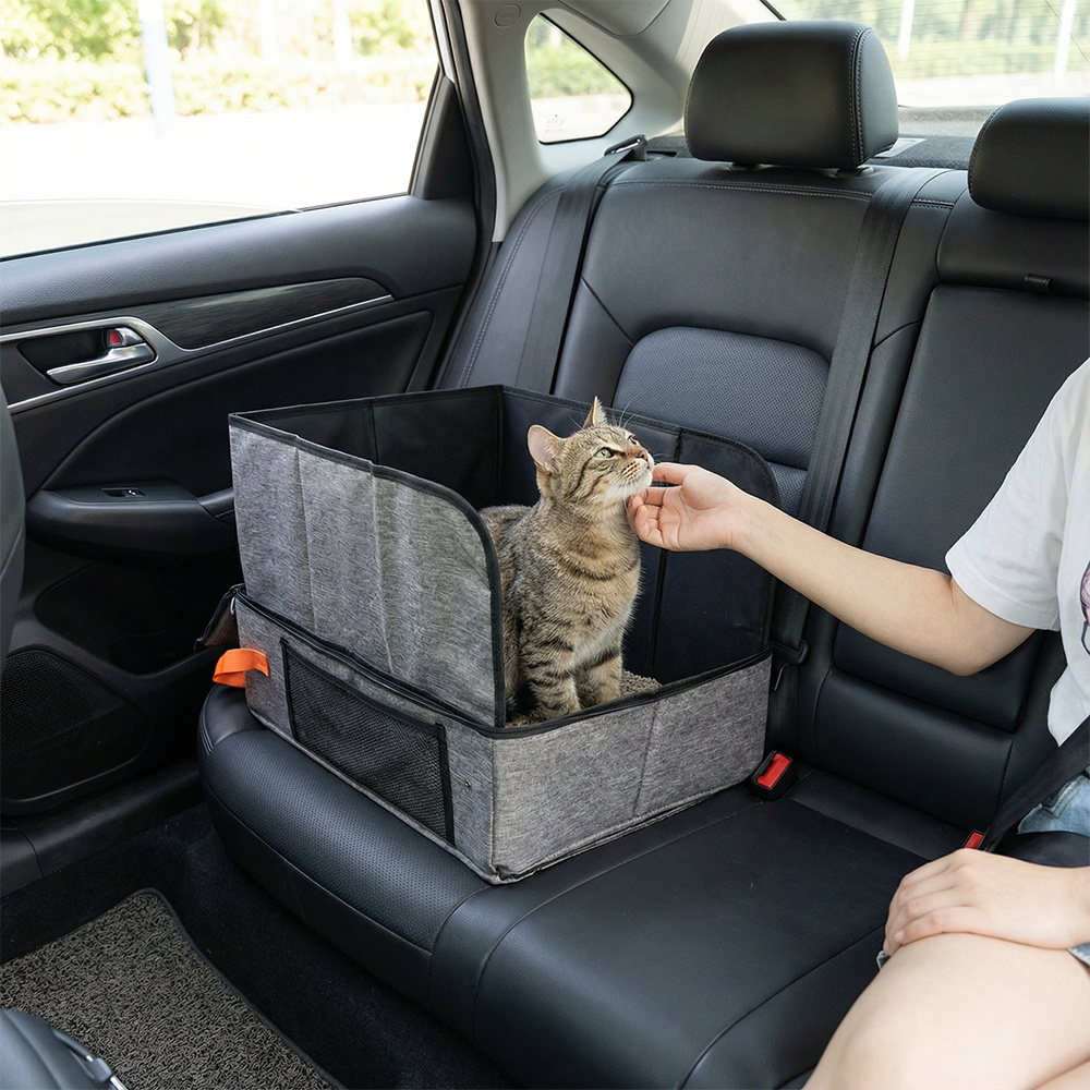 Image of Durable Travel Cat Litter Tray For On The Go, Portable Cat Litter Tray, Cat Litter Tray With Zip & Hard Base, Cat Litter Tray High Edge, Ideal For Travel