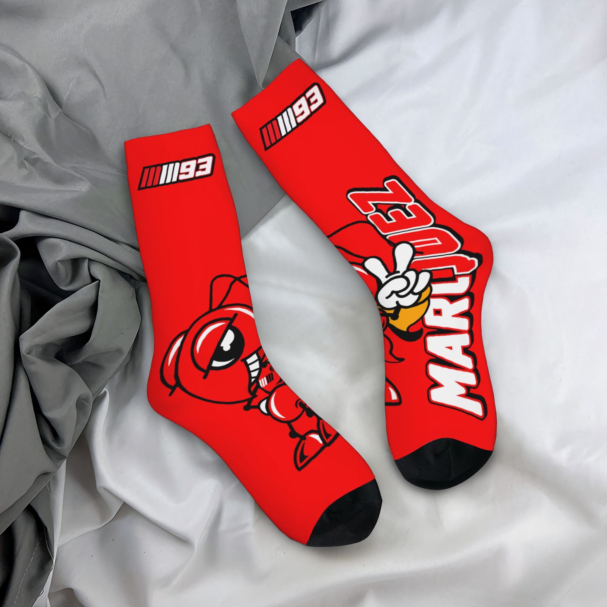 1 pair mens   moto 93 graphic   calf crew socks breathable sweat absorbing casual athletic socks for fitness basketball   activities sports socks   socks knit texture 0