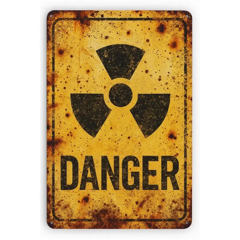 TEMU 2d Flat, 2d Flat Vintage Radiation Hazard Warning Sign - Heavy-duty Radiation Sign, Suitable For , Hospitals, Rooms - Vintage Radiation Sign,