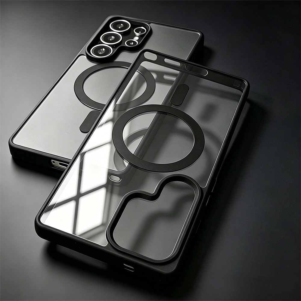 Image of Phone Case: Luxury Magnetic Wireless Charging Clear Protective Case, For For Galaxy S26/s25/s24/s23/s22 Ultra/plus/s26 Ultra/s25 Ultra; Features A Soft-, Clear Hard Back Cover