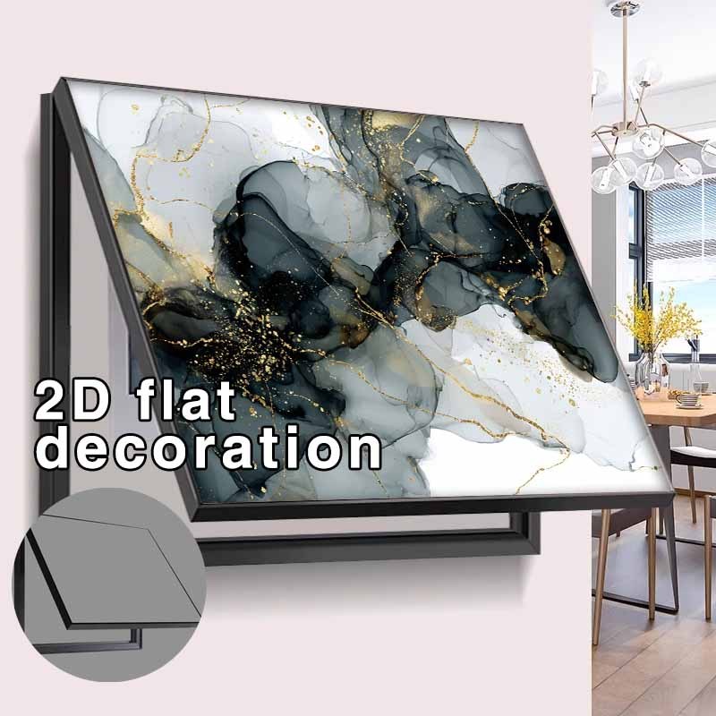 TEMU 2d Flat, 2d Flat, 1 Modern Minimalist Abstract Art Decorative Socket Cover Electric Meter Box Panel Black And White Marble Texture Home Wall