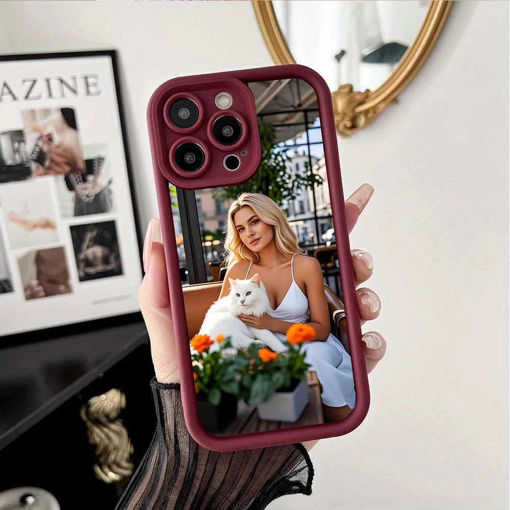 Custom Picture Phone Case with Sky Ladder Mirror Finish, High Definition, Black Soft Edge for iPhone 16/15/14/13/12/11/Plus/Pro/Pro Max Custom Cases, DIY Photo and Text Pattern, Personalized Birthday Gift for Family and Friends, Christmas Gift, Custom Photo Black Border TPU Protective Cover Suitable for Birthdays, Christmas, Valentine's Day