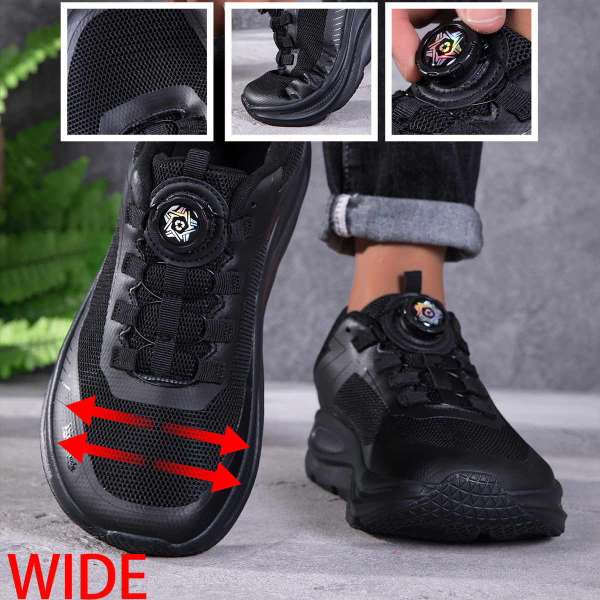 Women's Wide Toe Box Contrast Trim Rotary Running Sneakers, Breathable Mesh Spliced Upper, Layered Cushioned Platform Sole, Perforated Sweat-wicking Insole, Daily Athletic Footwear For Jogging