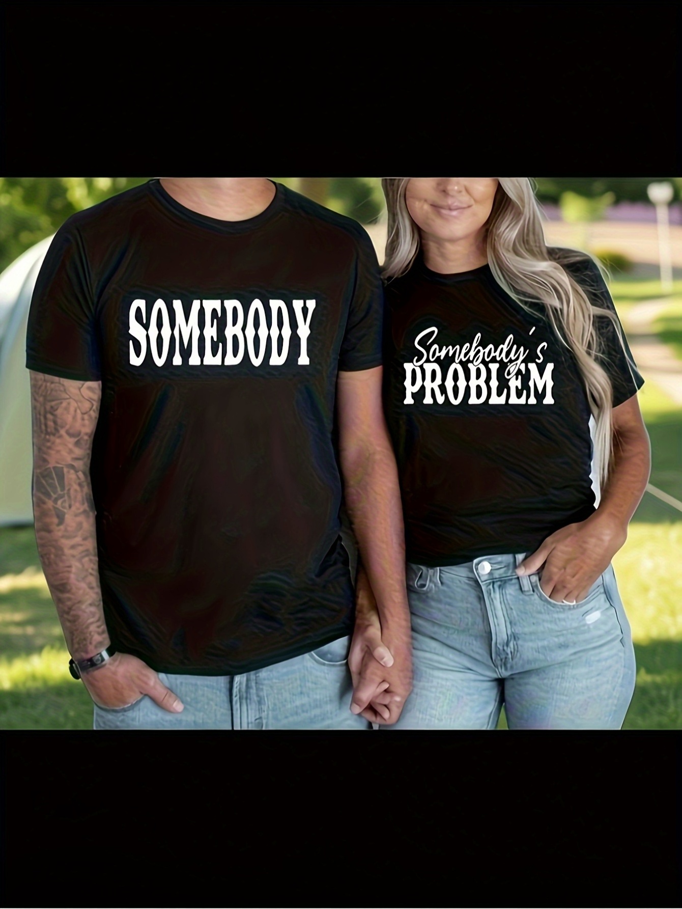 couple matching t shirts somebodys problem casual crew neck short sleeve tops for lovers   anniversary and valentines day gift
