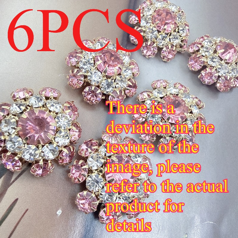 TEMU Lot de 6 boutons élégants roses de 2 cm/0,79 pouce, scintillants, ornés de strass et de haut de gamme pour pulls, manteaux et vestes pour femme,