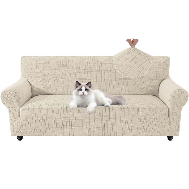 TEMU Housse de canapé 3 places extensible compatible avec plusieurs types de canapés, housse de canapé -rayures et antidérapante avec bordure à