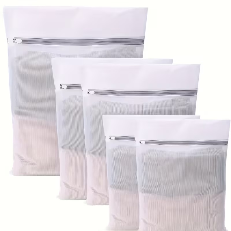 TEMU 5pcs Mesh Laundry Bag, Suitable For Delicate Clothes, Machine Wash Bag, Suitable For Underwear, Bras, Socks, Lingerie, Clothes, Travel Storage