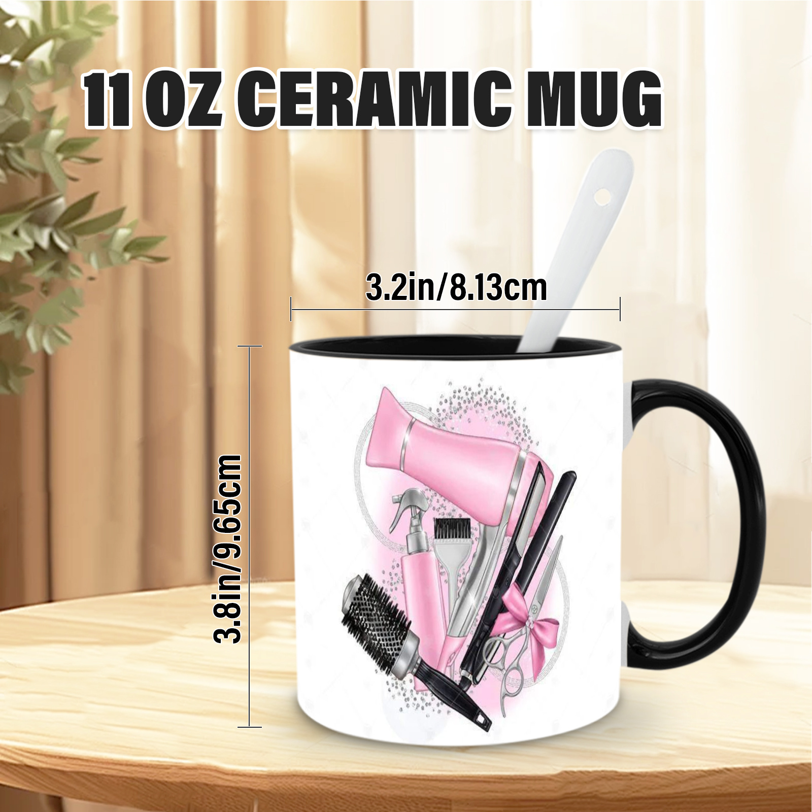 1pc hairdressing tools design ceramic mug 11oz salon barber shop coffee cup with hair dryer scissors combs hairdryer print ideal gift for hairstylists barbers   durable ceramic cup for hot cold drinks 0