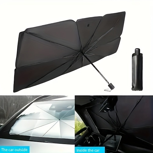 High Quality Titanium Silvery Car Sun Shade-Front Windshield Glass Insulation and UV Protection, Roll-up Design Is Easy to Store-Suitable for All Car Models-Suitable for Summer and Hot Weather-Perfect Gift for Car Owners
