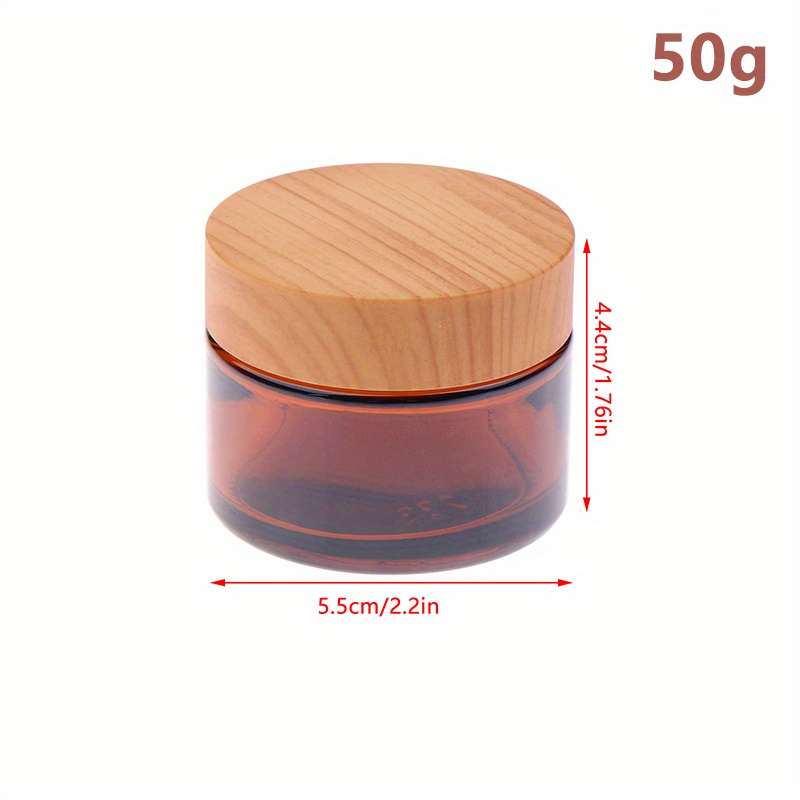 TEMU 5/10/15///100g Glass & Wooden Separate Cream Containers With Lids - Travel-friendly Cosmetic Jars For Eye Creams, Face Creams, Refillable &
