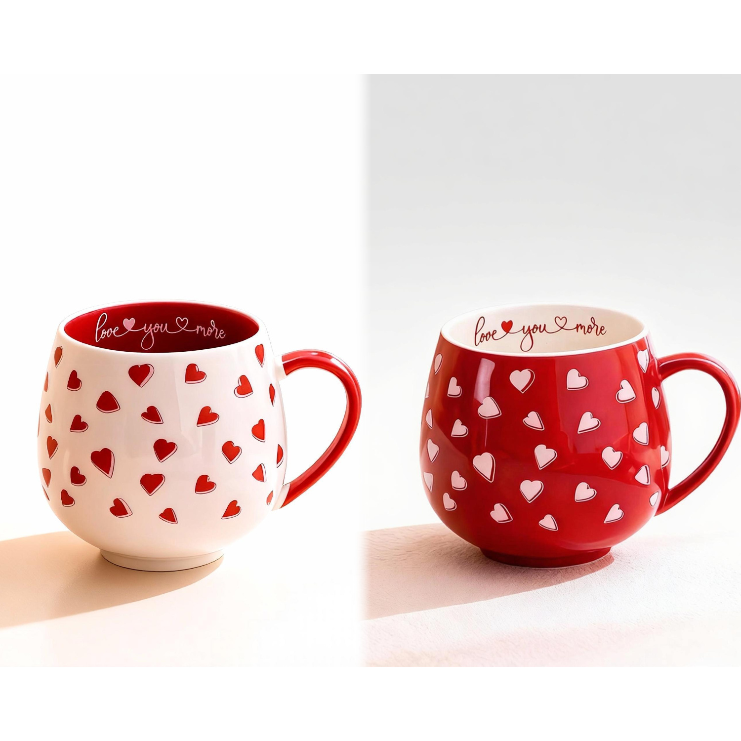 Image of 1/2pcs 370ml Ceramic Mug, Valentine's Day , Reusable Heart-shaped Coffee Cup, Suitable For Coffee, Milk, Juice, Ideal For Home, Restaurant, Gifting, Valentine's Day, Mother's Day, Father's Day
