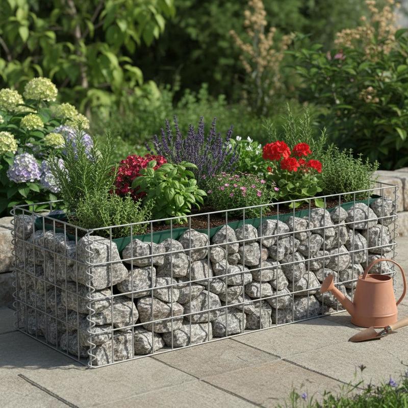 【3d】 [3d] Gabion Planter 90x30x10 Cm For Garden, Balcony, Terrace | Galvanized Steel, Durable And Long-lasting, Ground For Planting