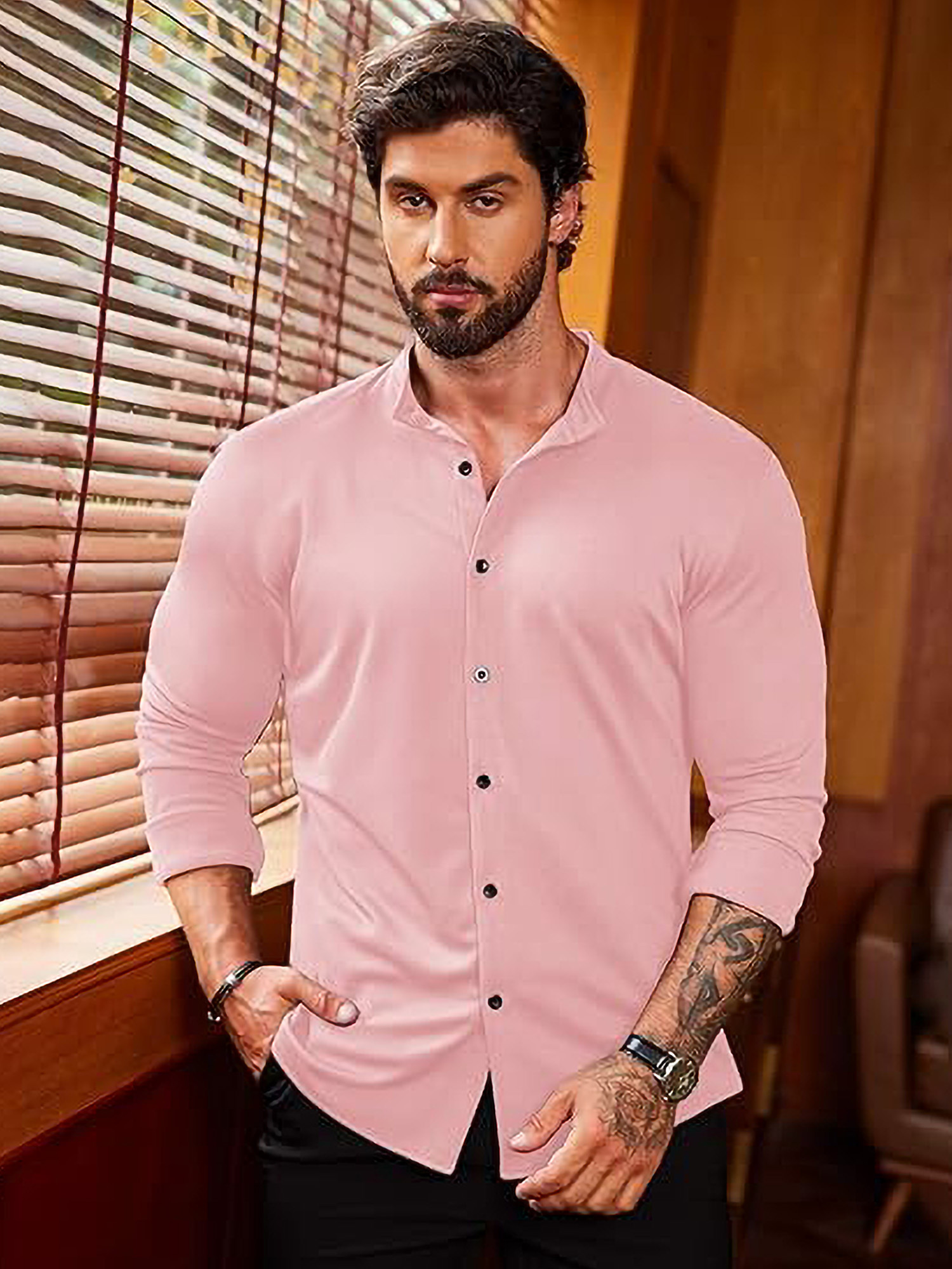 fitted lace wedding dress Athletic Fit Dress Shirt in Pink main image 0