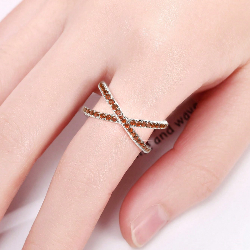 Luxury Full Paved Blue CZ X Ring for Women