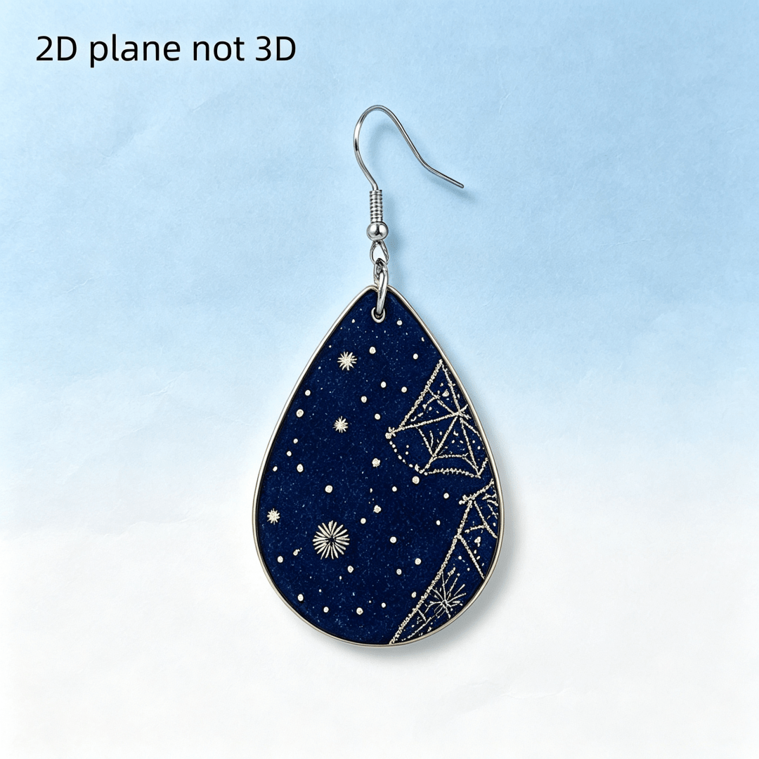 Dark Blue Starry Constellation Teardrop Earrings