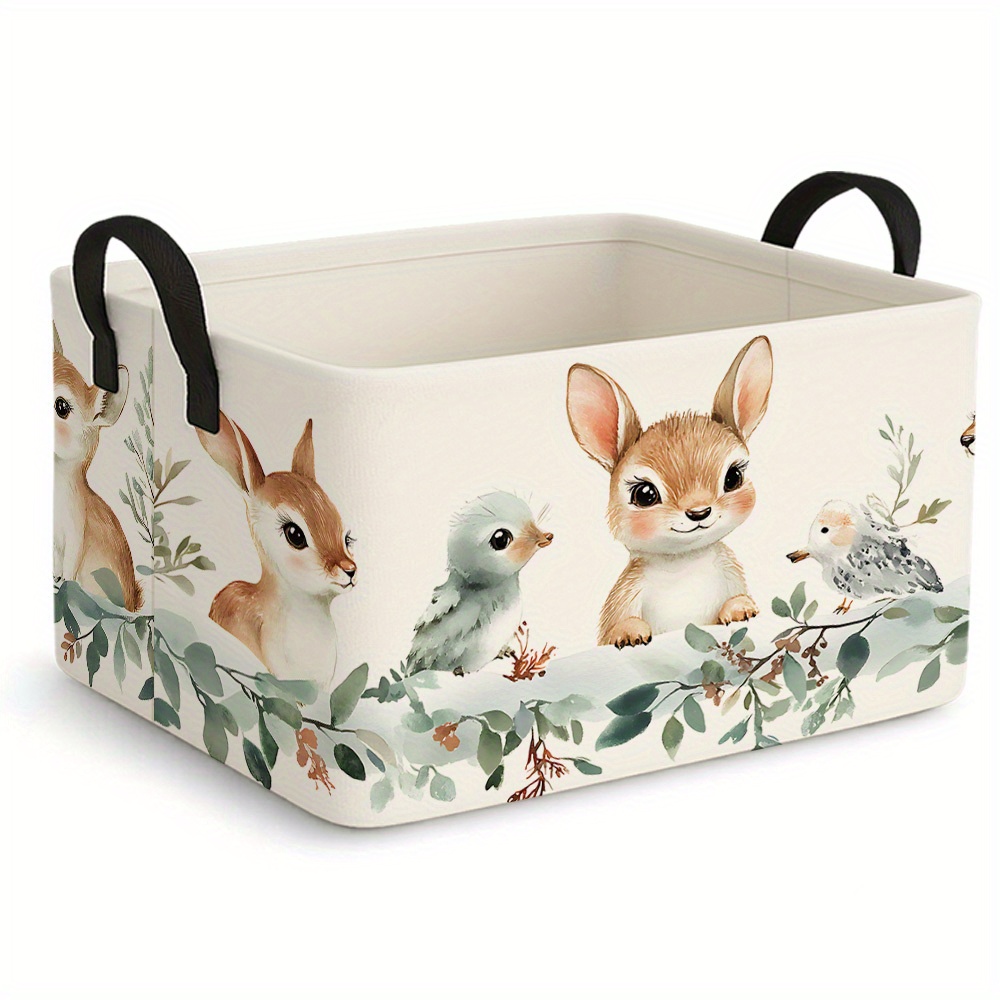 TEMU Un cesto de almacenamiento grande y plegable con diseños de animales. Esta de almacenamiento y espaciosa es un organizador rectangular de tela