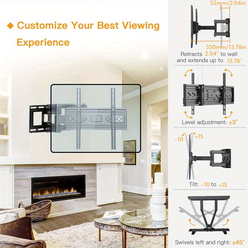 Adjustable Full Motion TV Wall Mount Bracket for 32-60 Inch Screens