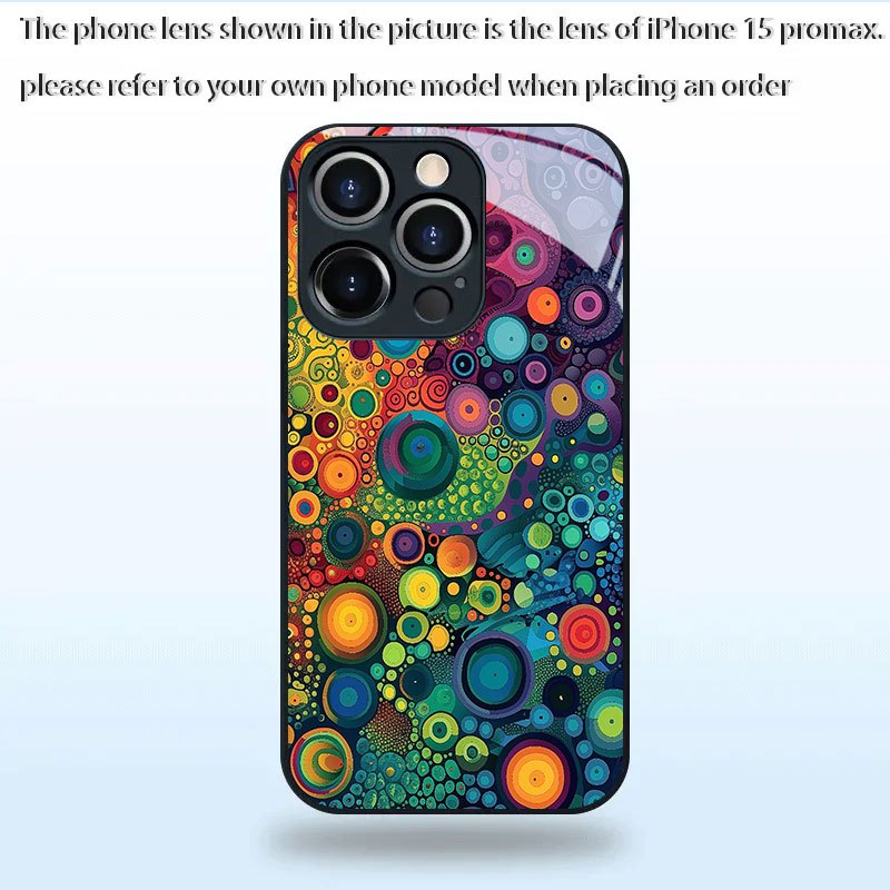 TEMU Phone Case: Abstract Colorful Circle . Compatible With Iphone 17, 17 Air, 17 Pro, 17 Pro Max, 16, 16 Plus, 16 Pro, 16 Pro Max, 15, 15 Plus, 15