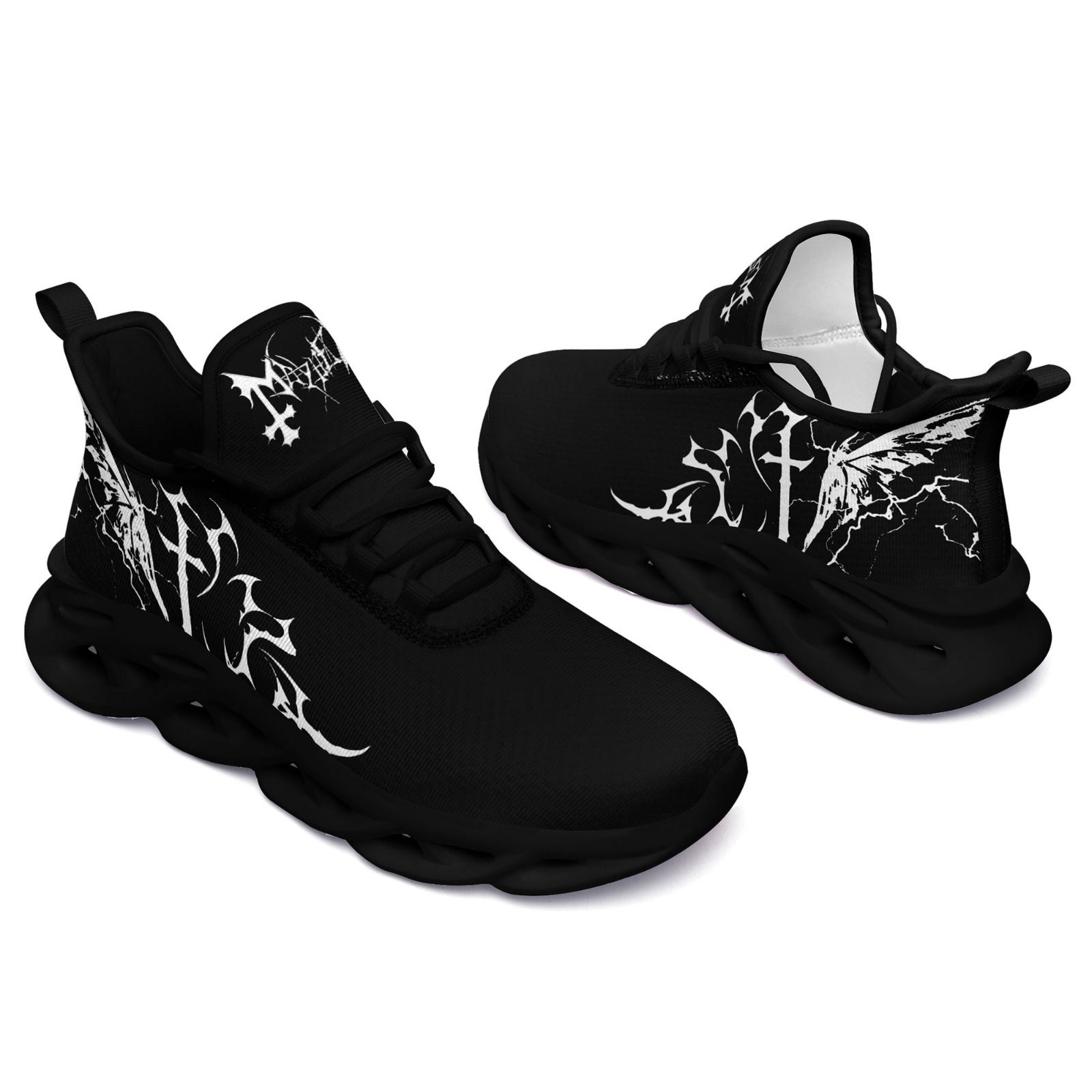Men's Dark Cross Pattern Plus Size Sneakers, Wide Fit Shoes
