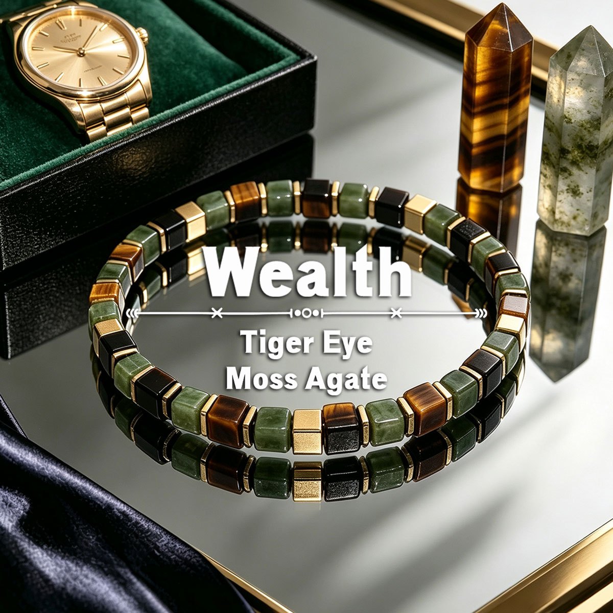 TEMU Sqnutq Natural Tiger Eye Moss Agate Bracelet - 4mm Tiger'-eye Stone Beads Suitable For Daily Wear & Gifts, April Birthstone Jewelry, For ,