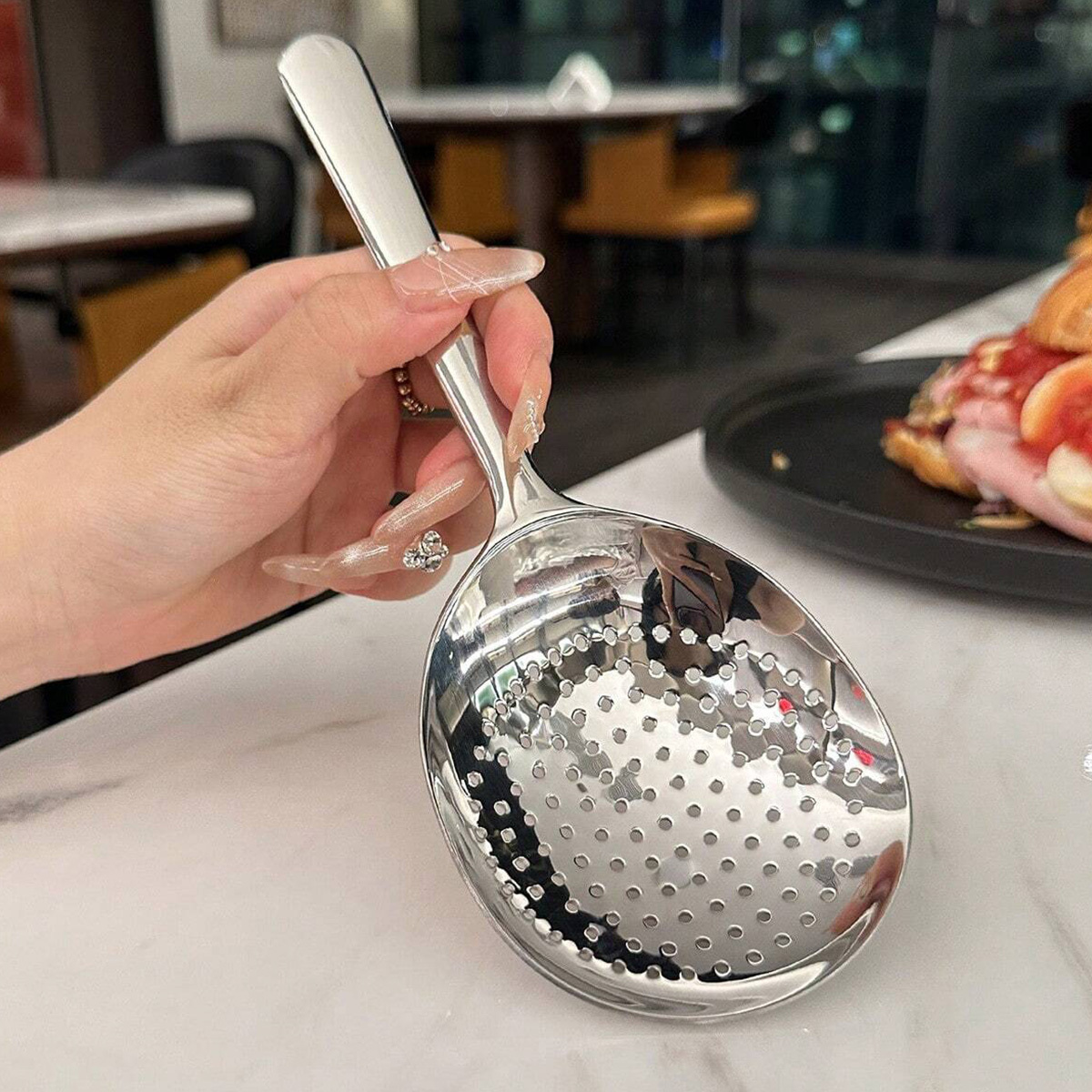 TEMU 1pc Large Stainless Steel Buffet Spoon, Large Serving Spoon, Party/banquet/buffet Spoon, Dishwasher Safe, Kitchen Silvery Spoon, Practical