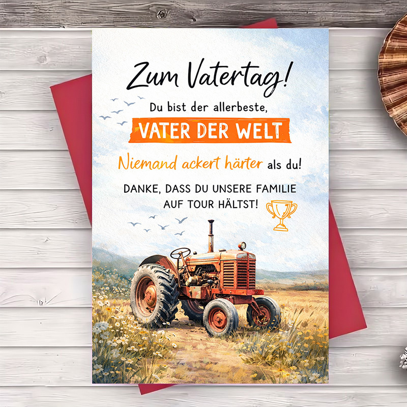 E-shop 2 Stück (ein Umschlag eine Grußkarte) Rustikale Traktor Vatertagskarte für fleißige Väter – Perfektes Geschenk für Landwirte Outdoor-, um