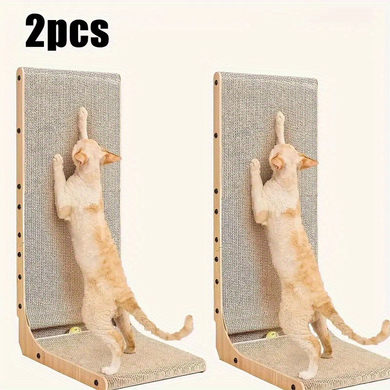 

2pcsl Shape Cat Scratching Board, Indoor Cat Scratching Board, Furniture Cat Scratching Board, Cardboard Cat Scratching Board, With Ball Toy