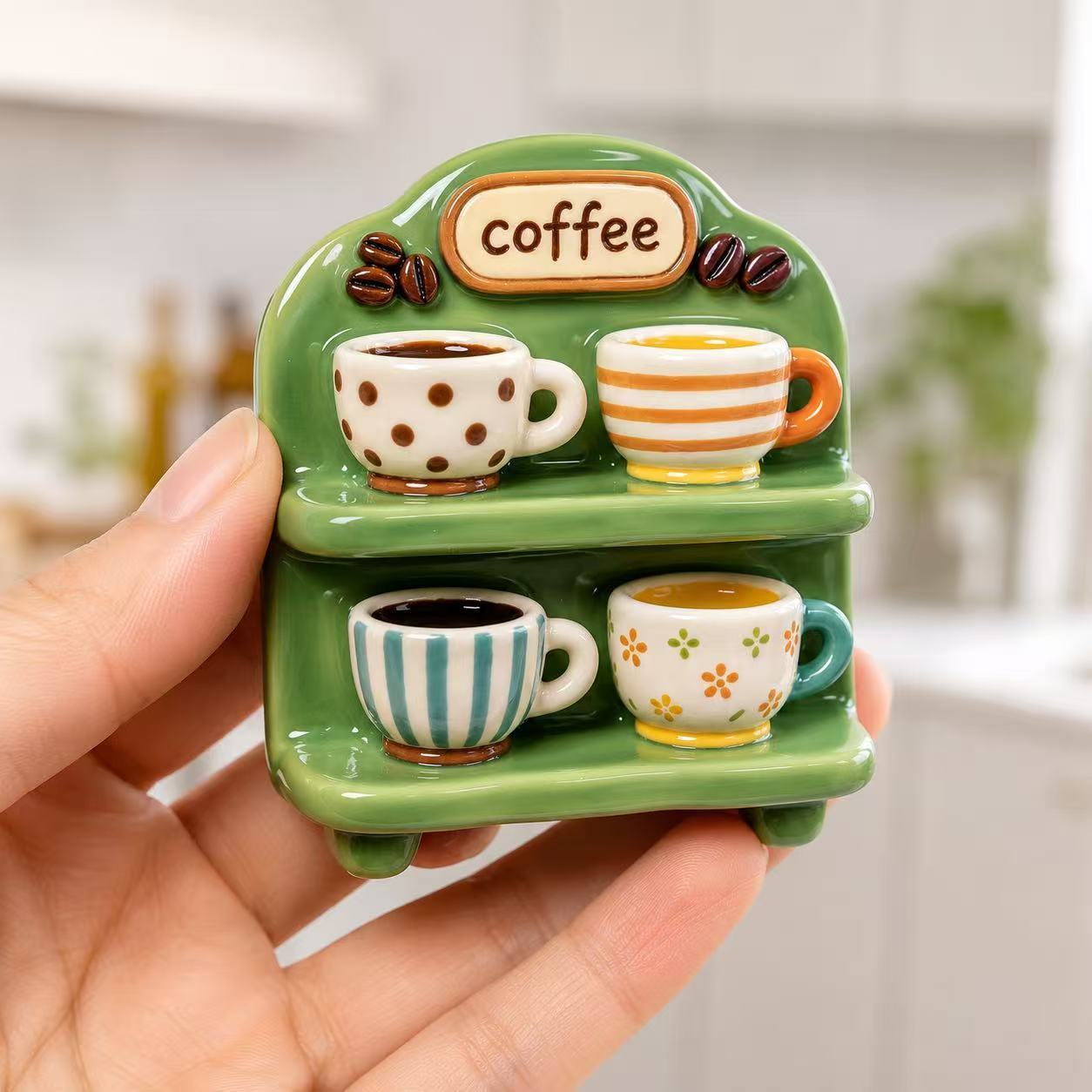 TEMU 1pc Of 3d Embossed Resin Magnetic Fridge Magnet, Coffee-themed, Decor Magnet - Suitable For Kitchen, Refrigerator, Dishwasher, Whiteboard,