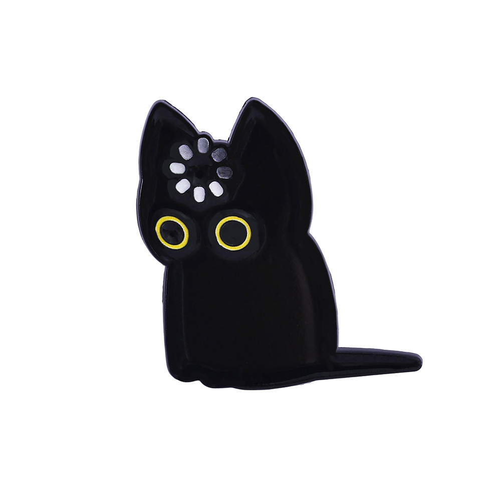 TEMU 1 pieza Pin de Halloween de gato de dibujos animados , esmalte de horneado, de metal con bloques de color, joyería, accesorios para ropa y