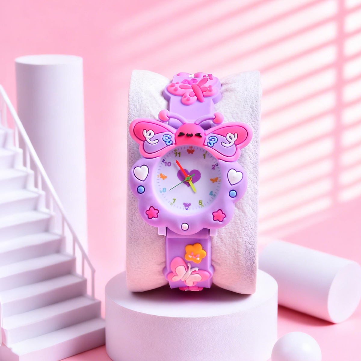 3D Soft Silicone Strap Cartoon Butterfly Watch for Kids