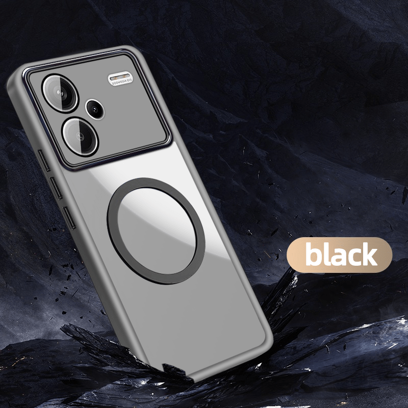 TEMU para Teléfono: Compatible con Redmi Note 13 Pro+ 5G, Antigolpes con Atracción Magnética, Carcasa Semitransparente de TPU, Protección para Lente