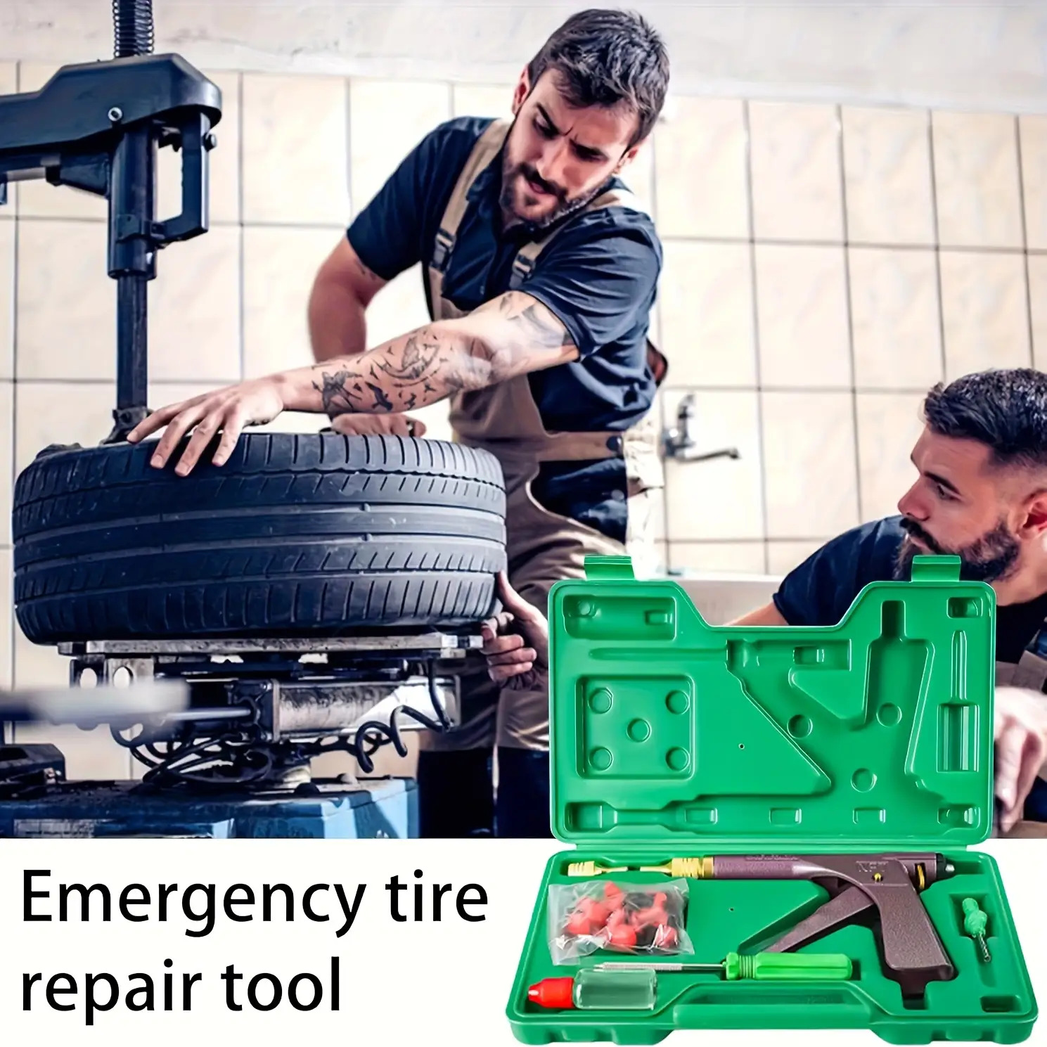 car tubeless tire wheel repair gun kit   rubber plugs mushroom plugs probes nozzles pliers and rubber valves a   solution for   tire repair   suitable for motorcycles motorcycle maintenance tire repair tools Product details 4