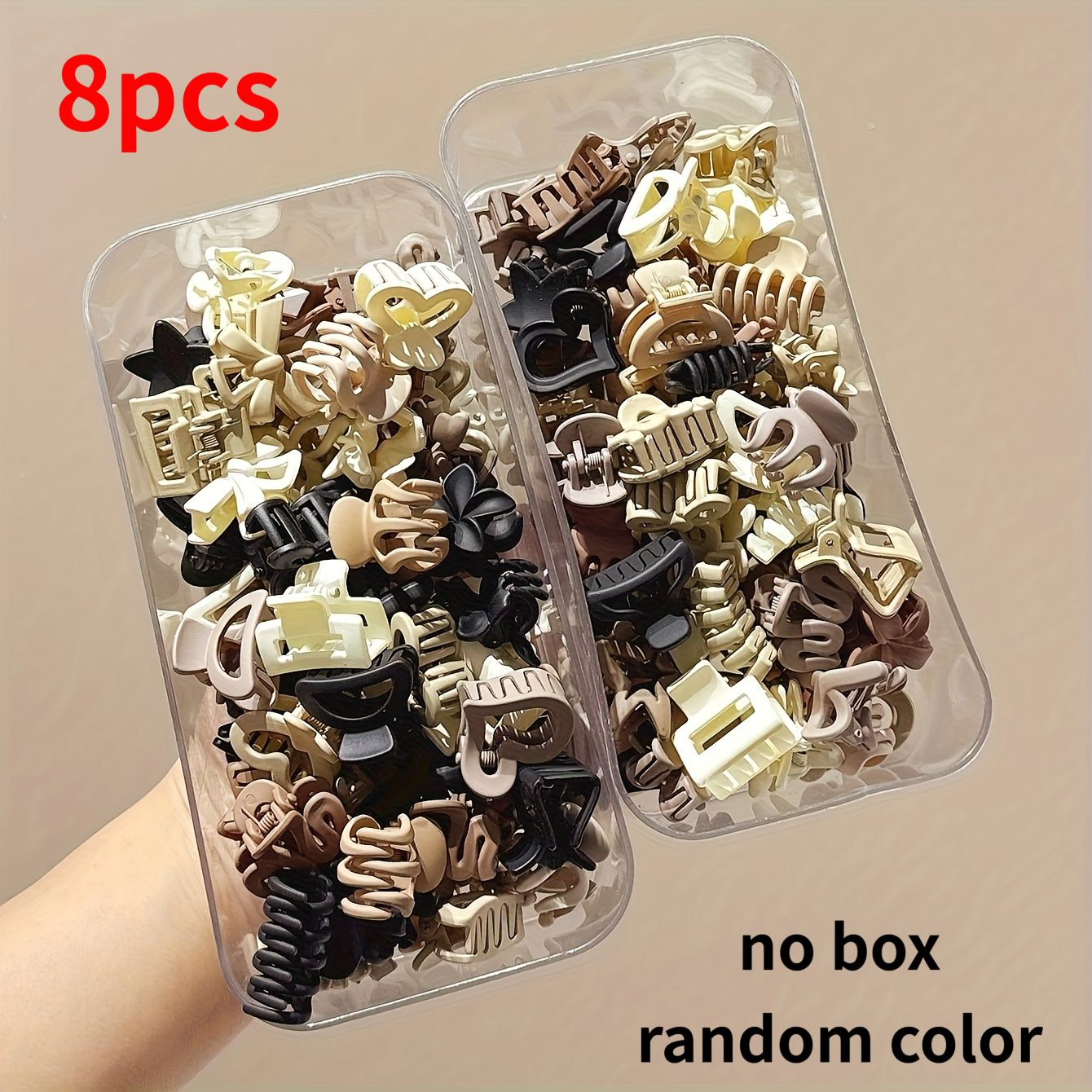 TEMU 8pcs Set Of Elegant Women's Hair Clips - Random Colors And Patterns, Geometric And Floral Designs, Mixed-color Durable Plastic Hair Accessories,